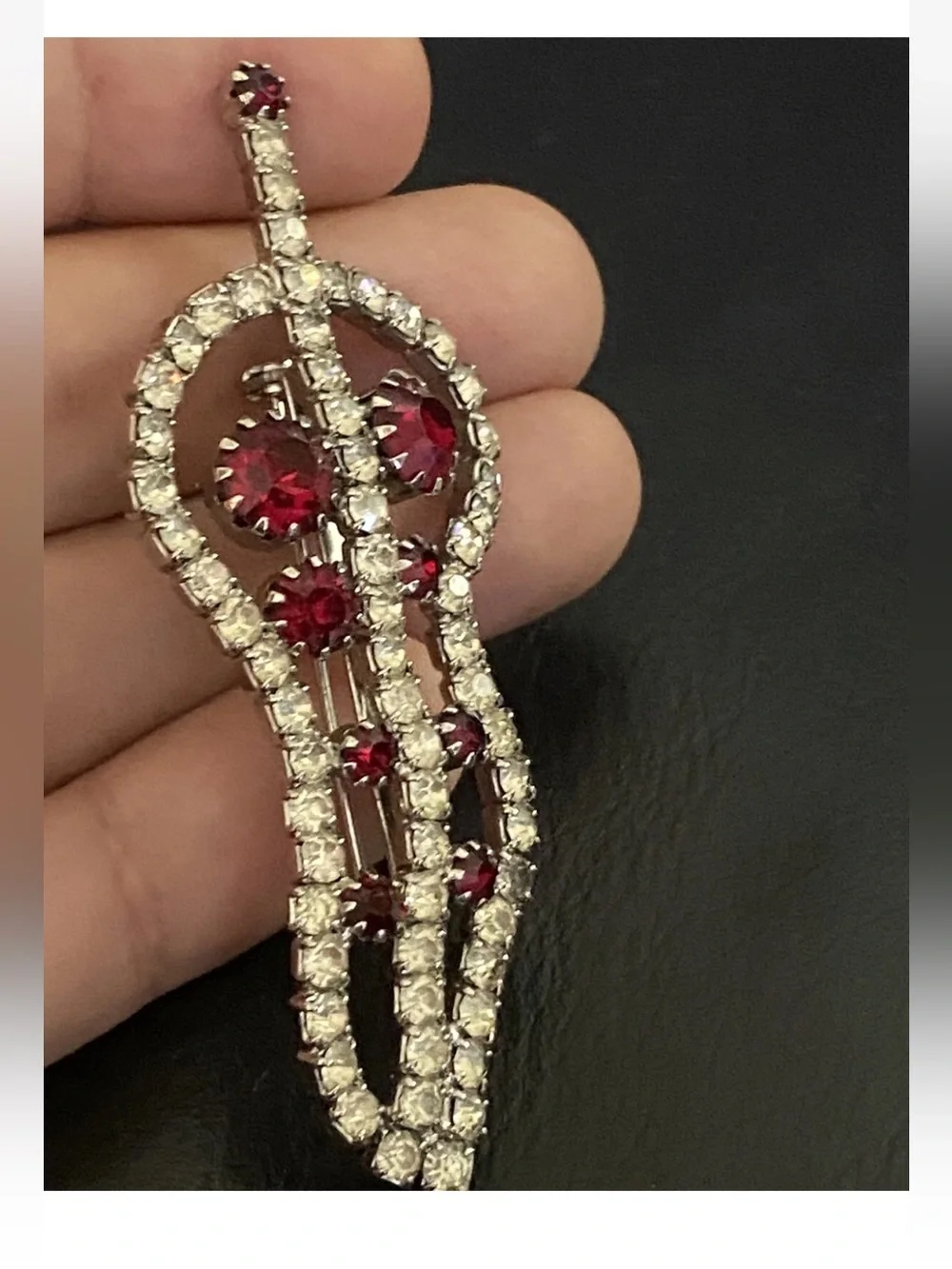 Vintage Delizza & Elster 60s Red Rhinestone Chili Pepper Juliana Brooch Pin
